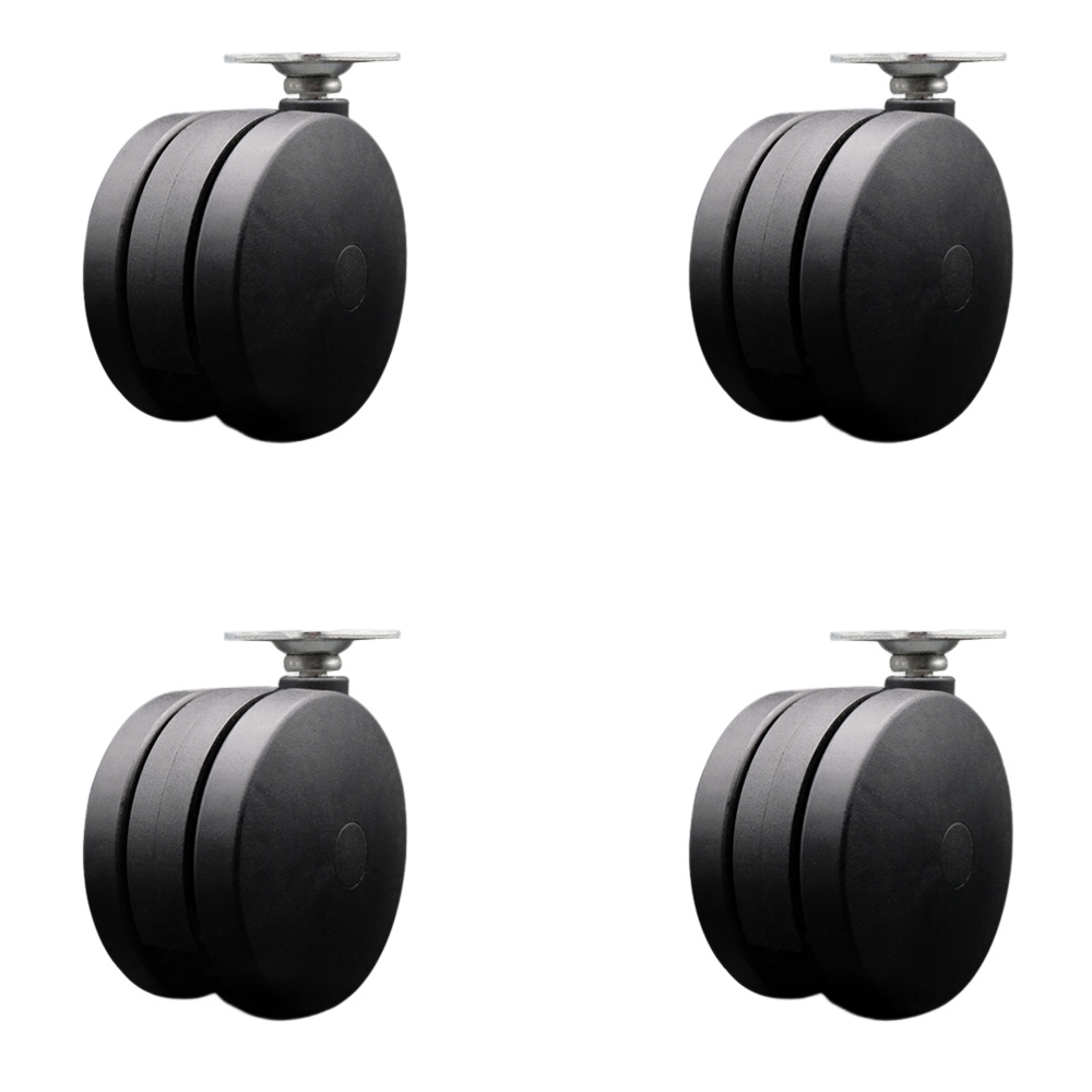 4 Inch Swivel Caster Wheels for Furniture - Nylon Hooded Twin Wheel and 2-5/8 Inch by 3-3/4 Inch Overall Top Plate - Casters for Coffee Tables and Ottomans - Set of 4 - Service Caster Brand — photo 1