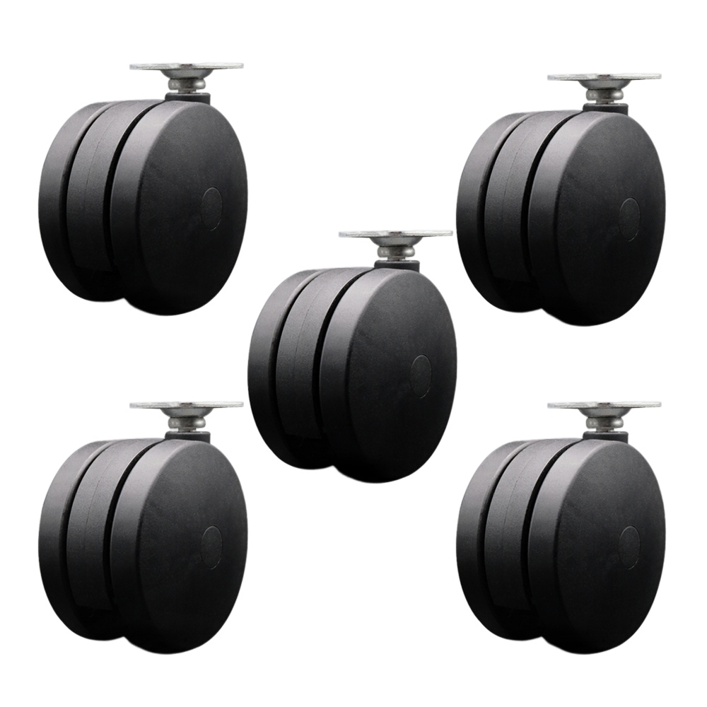 4 Inch Swivel Caster Wheels for Furniture - Nylon Hooded Twin Wheel and 2-5/8 Inch by 3-3/4 Inch Overall Top Plate - Casters for Coffee Tables and Ottomans - Set of 5 - Service Caster Brand — photo 1