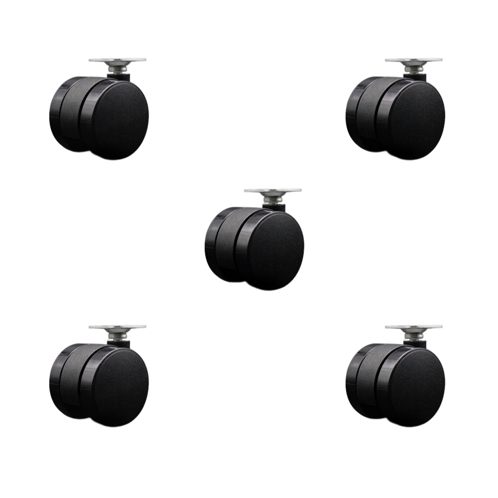 2 Inch Office Chair Wheels - Nylon Twin Wheels - 1-1/2 Inch by 1-1/2 Inch Overall Top Plate – 375 lbs. Total Capacity – Set of 5 – Service Caster Brand — photo 1