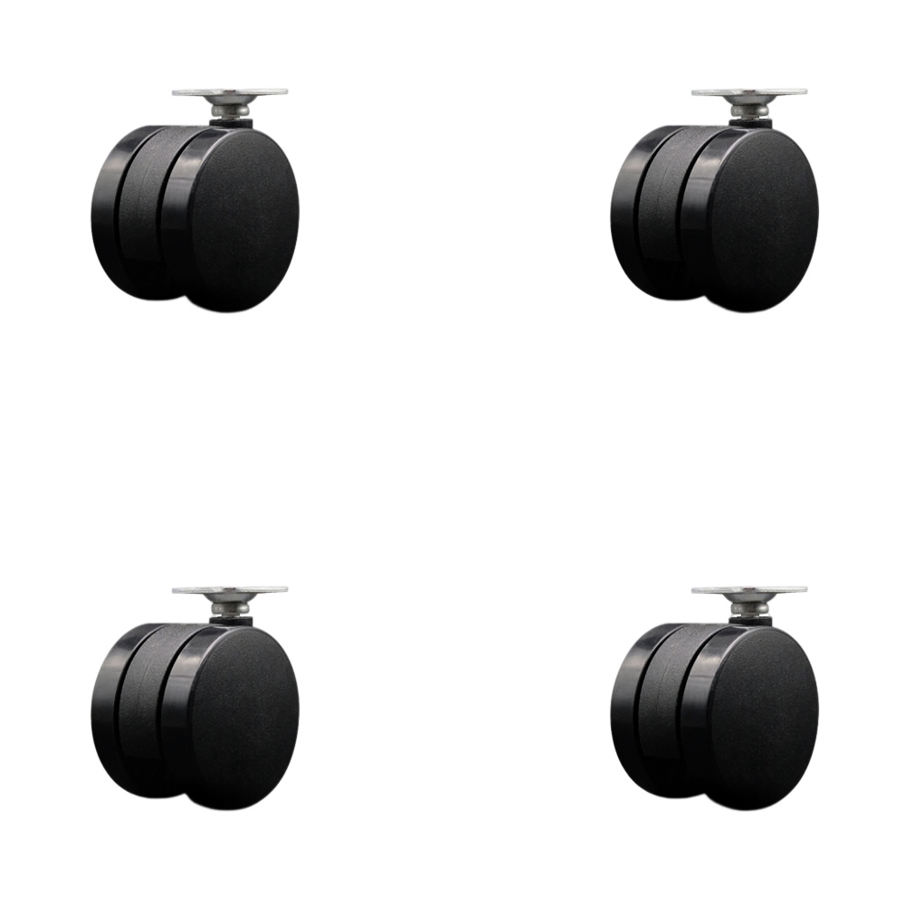2-3/8 Inch Office Chair Wheels - Nylon Twin Wheels - 1-1/2 Inch by 1-1/2 Inch Overall Top Plate – 400 lbs. Total Capacity – Set of 4 – Service Caster Brand — photo 1