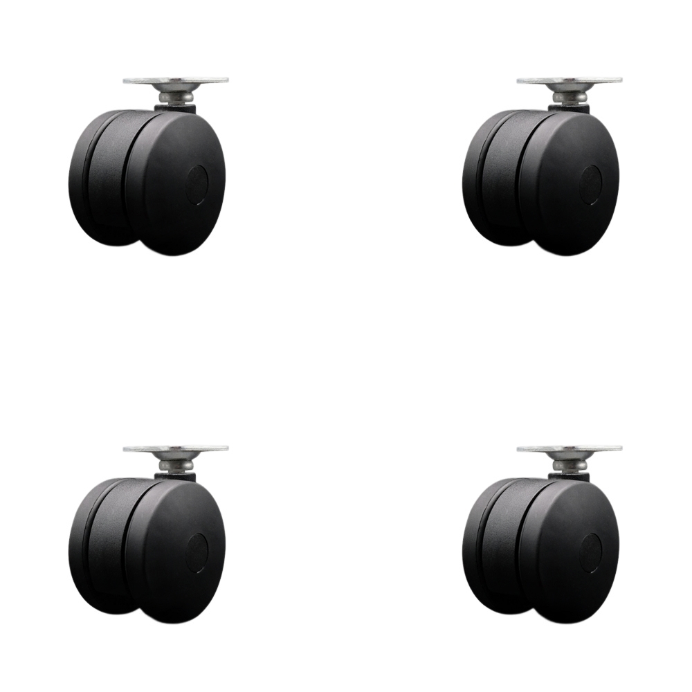 3 Inch Extra Large Heavy Duty Office Chair Wheels - Nylon Twin Wheels - 1-1/2 Inch by 1-1/2 Inch Overall Top Plate – 660 lbs. Total Capacity – Set of 4 – Service Caster Brand — photo 1