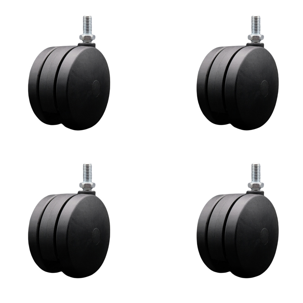 4 Inch Extra Large Heavy Duty Office Chair Wheels - Nylon Twin Wheels – 1/2 Inch - 13 TPI by 1 Inch Threaded Stems - 700 lbs. Total Capacity - Set of 4 - Service Caster Brand — photo 1