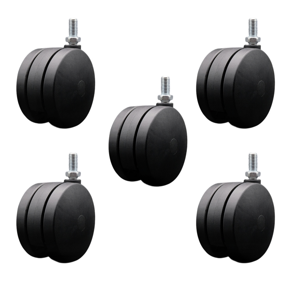 4 Inch Extra Large Heavy Duty Office Chair Wheels - Nylon Twin Wheels – 1/2 Inch - 13 TPI by 1 Inch Threaded Stems - 875 lbs. Total Capacity - Set of 5 - Service Caster Brand — photo 1