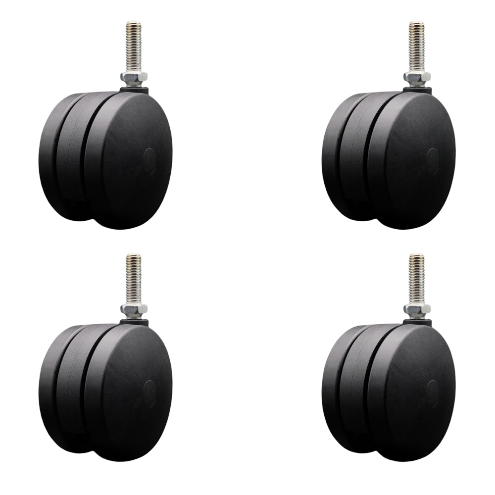 4 Inch Extra Large Heavy Duty Office Chair Wheels - Nylon Twin Wheels – 1/2 Inch - 13 TPI by 1-1/2 Inch Threaded Stems - 700 lbs. Total Capacity - Set of 4 - Service Caster Brand — photo 1