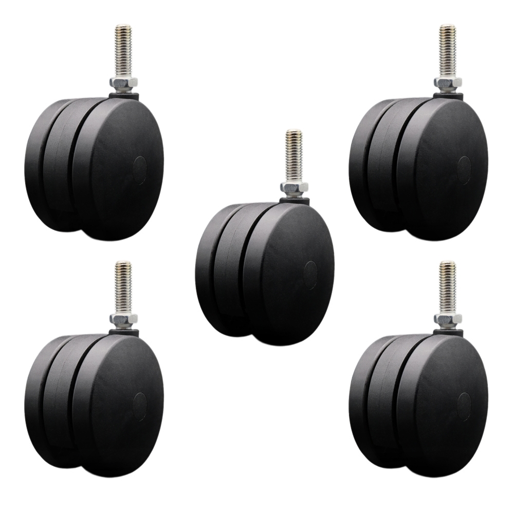 4 Inch Extra Large Heavy Duty Office Chair Wheels - Nylon Twin Wheels – 1/2 Inch - 13 TPI by 1-1/2 Inch Threaded Stems - 875 lbs. Total Capacity - Set of 5 - Service Caster Brand — photo 1