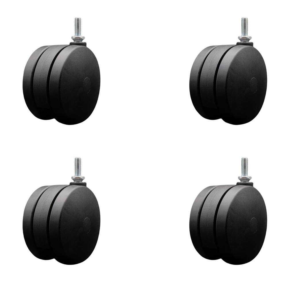 4 Inch Extra Large Heavy Duty Office Chair Wheels - Nylon Twin Wheels – 3/8 Inch - 16 TPI by 1 Inch Threaded Stems - 700 lbs. Total Capacity - Set of 4 - Service Caster Brand — photo 1