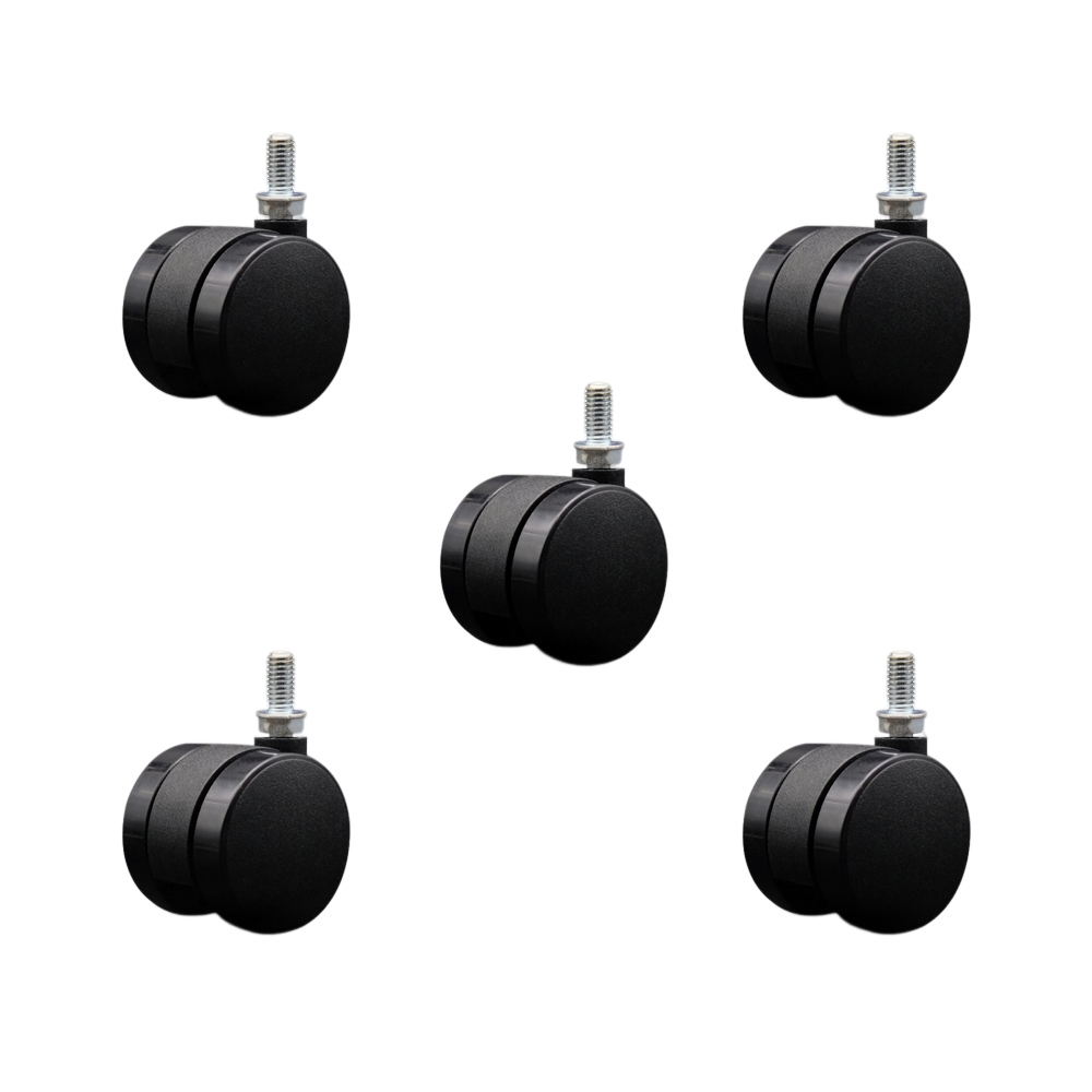 2 Inch Office Chair Wheels - Nylon Twin Wheels - 3/8" - 16 TPI x 3/4" Threaded Stems – 375 lbs. Total Capacity – Set of 5 – Service Caster Brand — photo 1