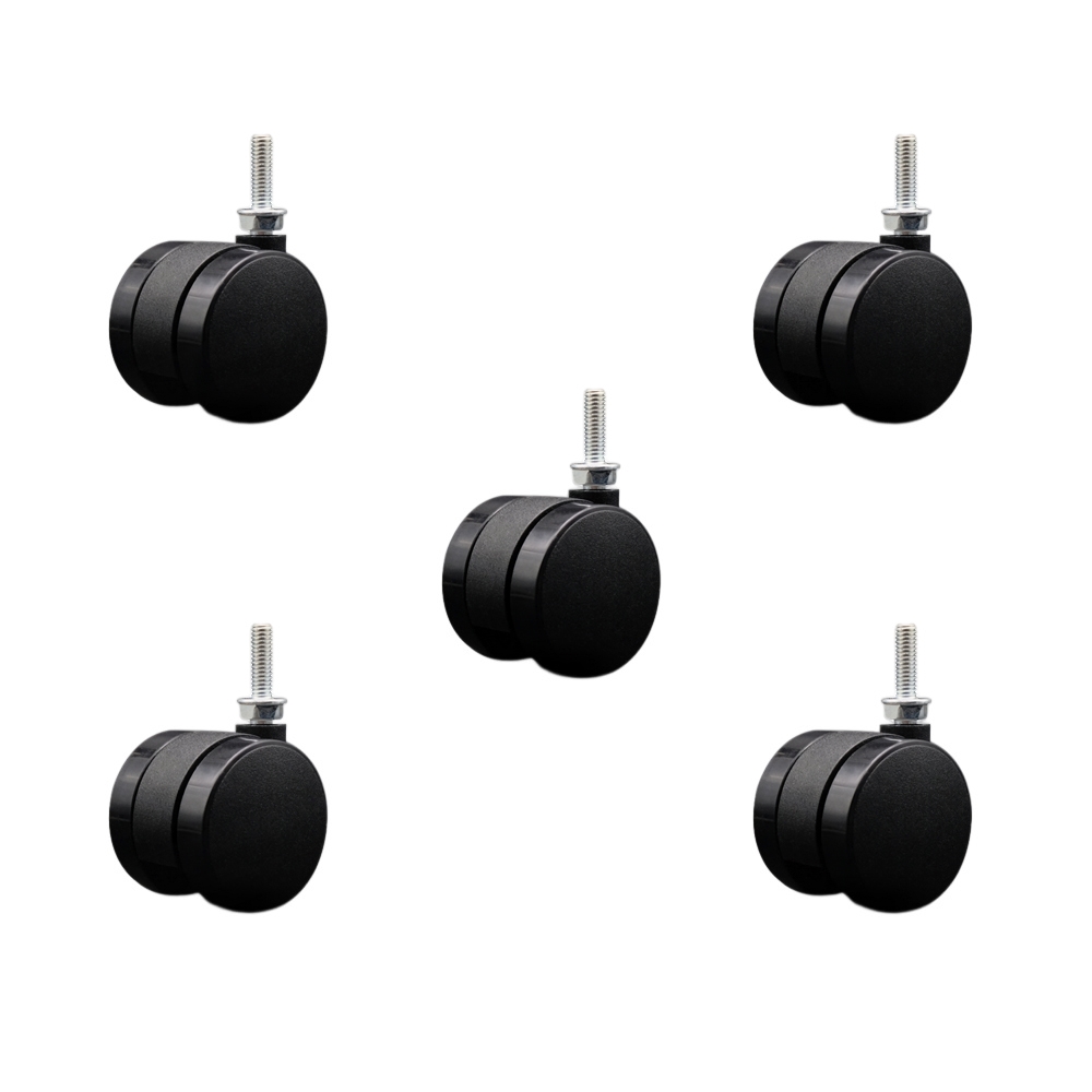 2 Inch Office Chair Wheels - Nylon Twin Wheels - 5/16" - 18 TPI x 1" Threaded Stems – 375 lbs. Total Capacity – Set of 5 – Service Caster Brand — photo 1