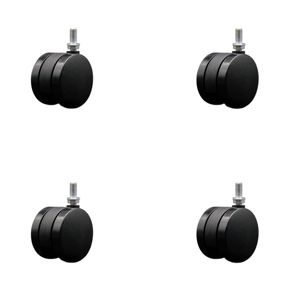 2-3/8 Inch Office Chair Wheels - Nylon Twin Wheels - 3/8" - 16 TPI x 3/4" Threaded Stems – 400 lbs. Total Capacity – Set of 4 – Service Caster Brand — photo 1