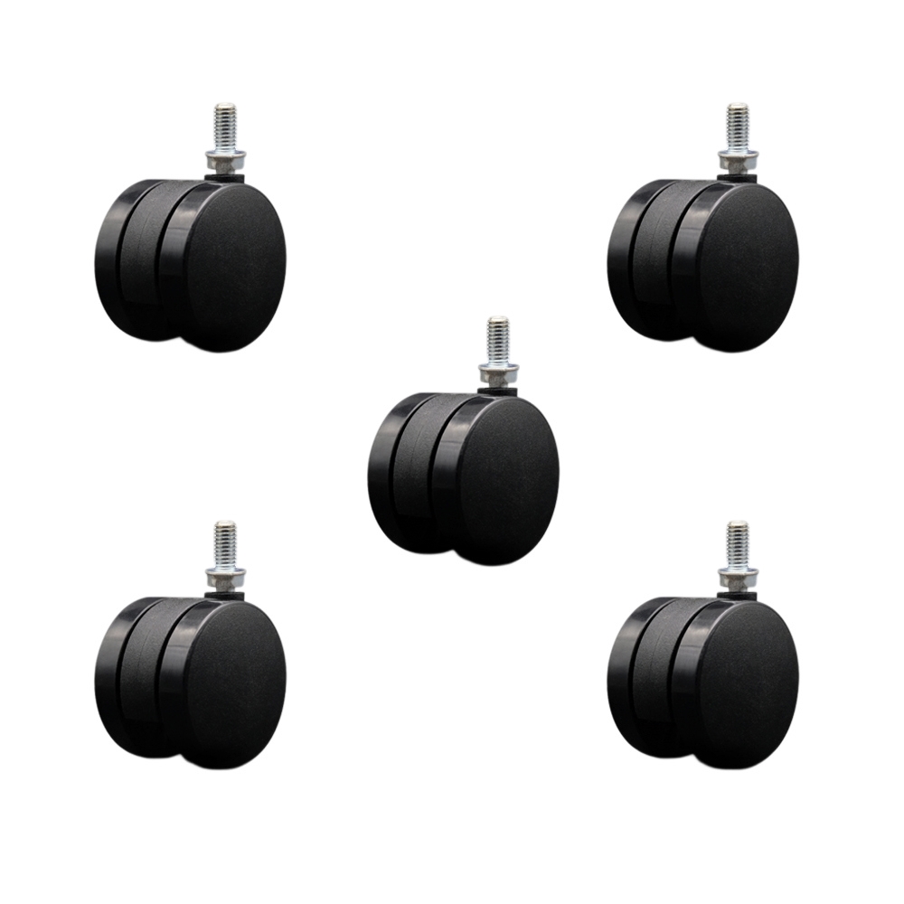 2-3/8 Inch Office Chair Wheels - Nylon Twin Wheels - 3/8" - 16 TPI x 3/4" Threaded Stems – 500 lbs. Total Capacity – Set of 5 – Service Caster Brand — photo 1