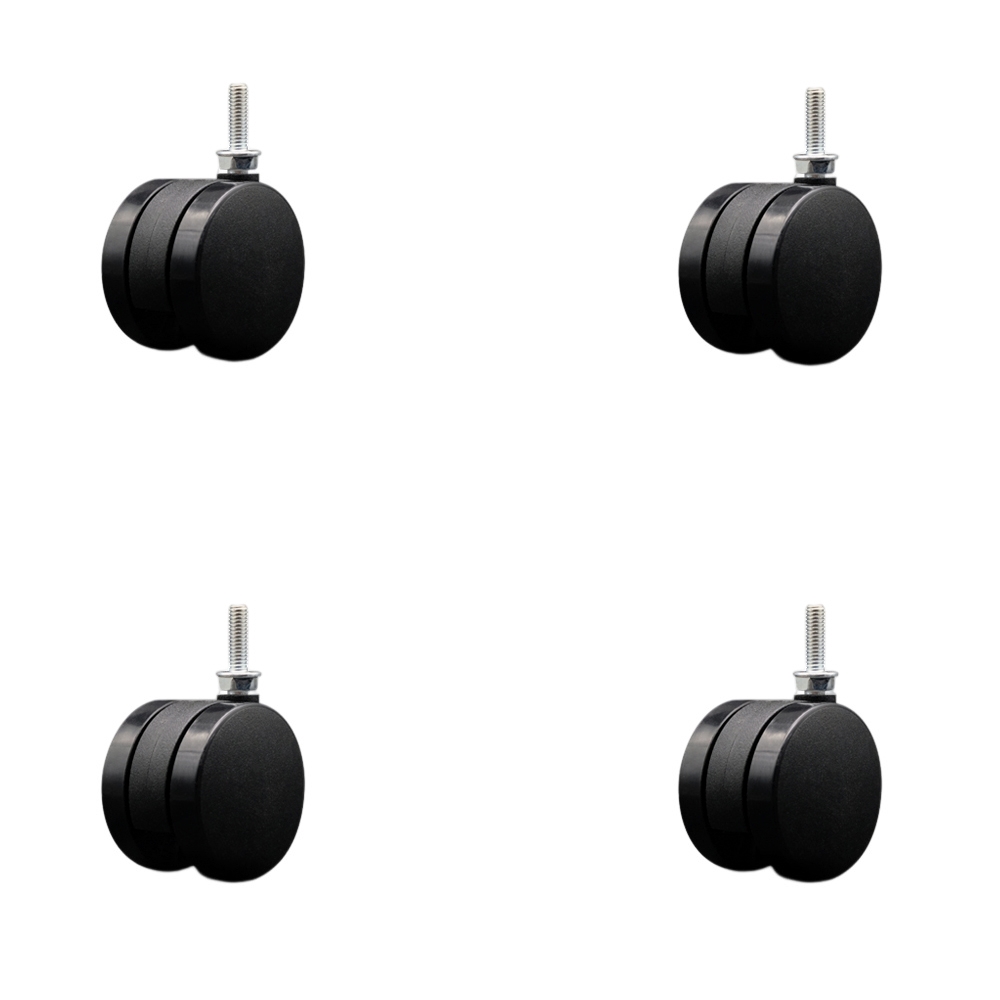 2-3/8 Inch Office Chair Wheels - Nylon Twin Wheels - 5/16" - 18 TPI x 1" Threaded Stems – 400 lbs. Total Capacity – Set of 4 – Service Caster Brand — photo 1