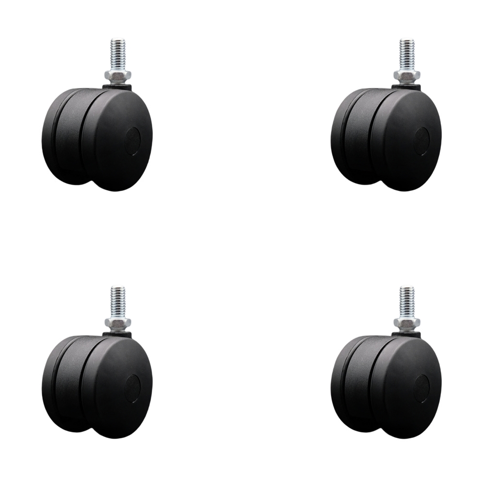3 Inch Extra Large Heavy Duty Office Chair Wheels - Nylon Twin Wheels - 1/2" - 13 TPI x 1" Threaded Stems – 660 lbs. Total Capacity – Set of 4 – Service Caster Brand — photo 1