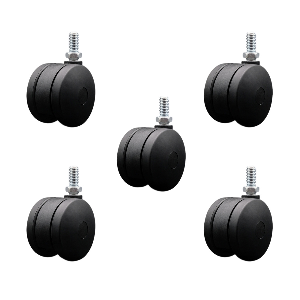 3 Inch Extra Large Heavy Duty Office Chair Wheels - Nylon Twin Wheels - 1/2" - 13 TPI x 1" Threaded Stems – 825 lbs. Total Capacity – Set of 5 – Service Caster Brand — photo 1