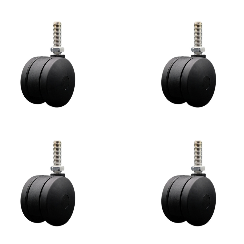 3 Inch Extra Large Heavy Duty Office Chair Wheels - Nylon Twin Wheels - 1/2" - 13 TPI x 1-1/2" Threaded Stems – 660 lbs. Total Capacity – Set of 4 – Service Caster Brand — photo 1