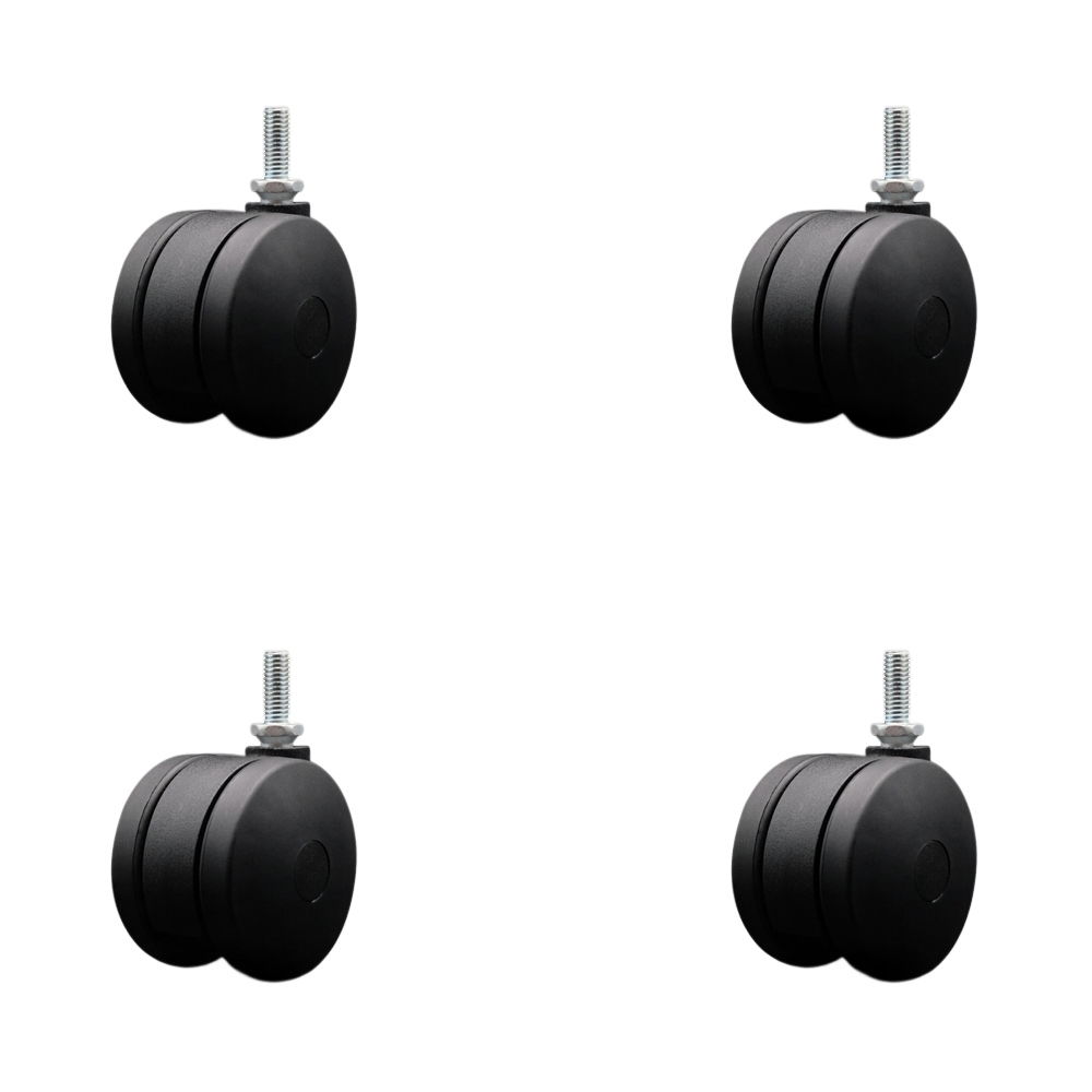 3 Inch Extra Large Heavy Duty Office Chair Wheels - Nylon Twin Wheels - 3/8" - 16 TPI x 1" Threaded Stems – 660 lbs. Total Capacity – Set of 4 – Service Caster Brand — photo 1