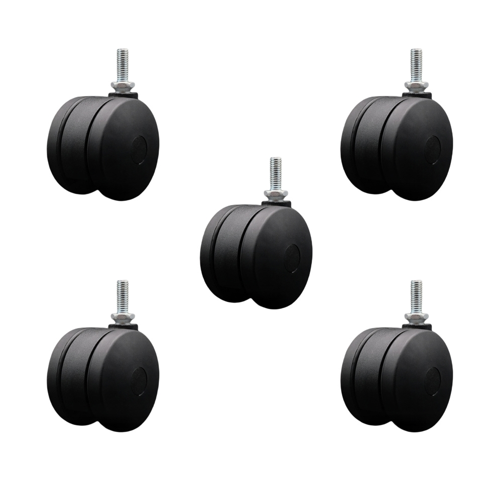 3 Inch Extra Large Heavy Duty Office Chair Wheels - Nylon Twin Wheels - 3/8" - 16 TPI x 1" Threaded Stems – 825 lbs. Total Capacity – Set of 5 – Service Caster Brand — photo 1