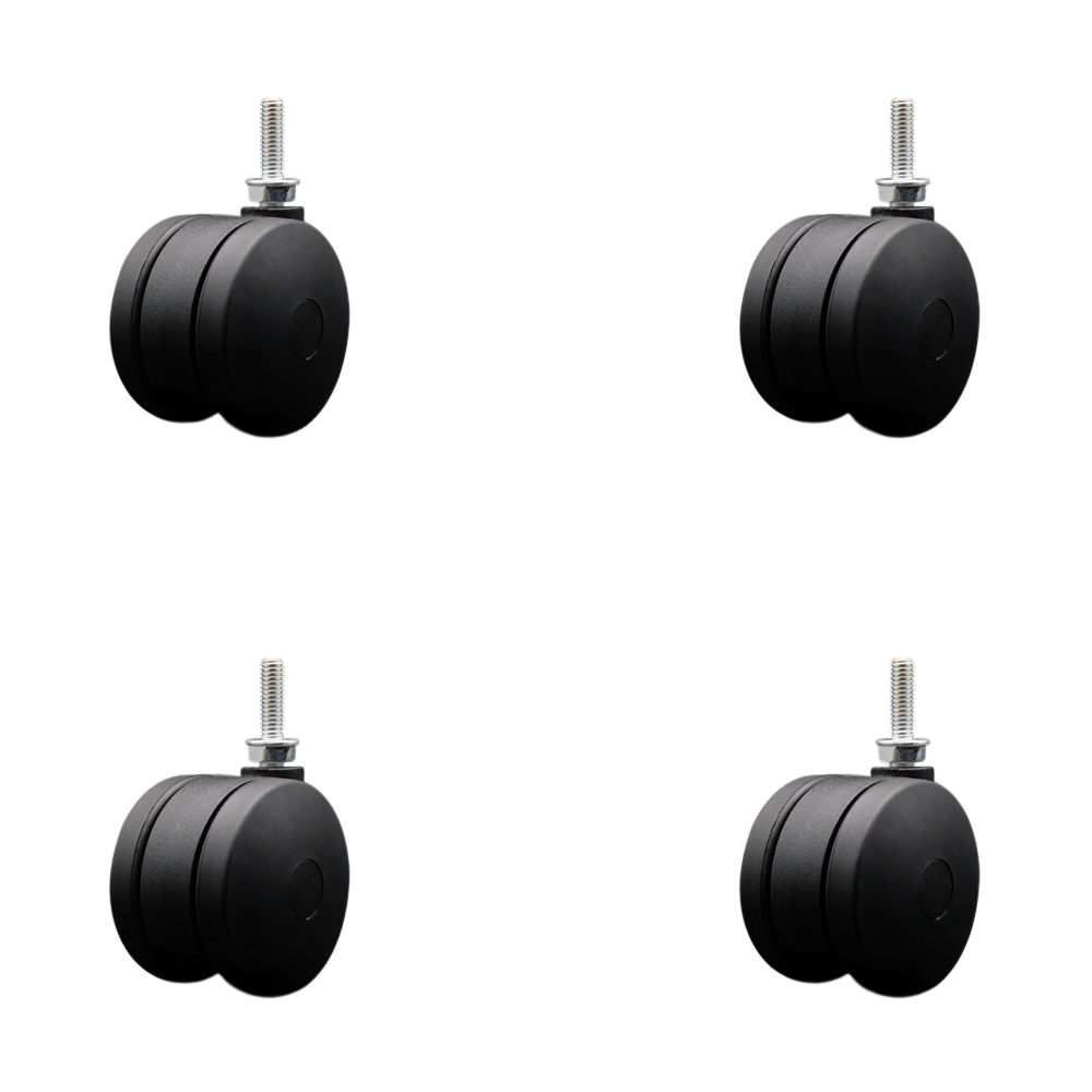 3 Inch Extra Large Heavy Duty Office Chair Wheels - Nylon Twin Wheels - 5/16" - 18 TPI x 1" Threaded Stems – 660 lbs. Total Capacity – Set of 4 – Service Caster Brand — photo 1
