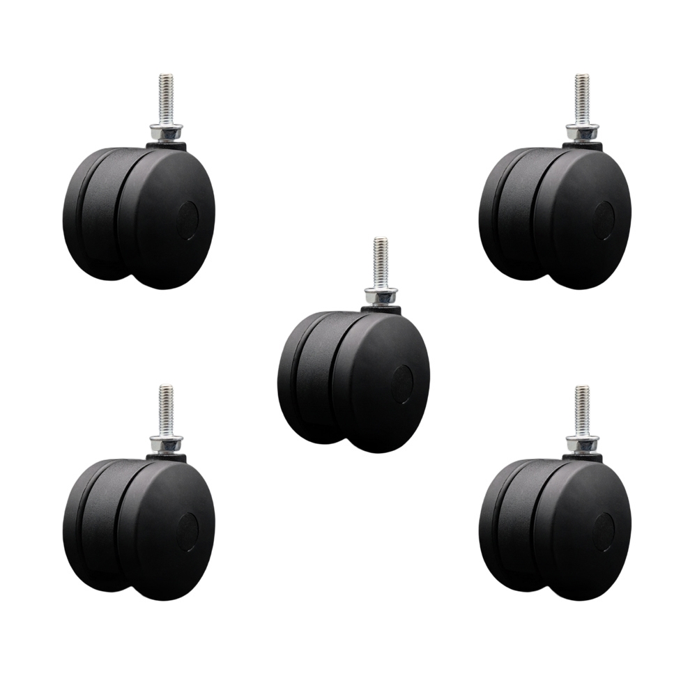 3 Inch Extra Large Heavy Duty Office Chair Wheels - Nylon Twin Wheels - 5/16" - 18 TPI x 1" Threaded Stems – 825 lbs. Total Capacity – Set of 5 – Service Caster Brand — photo 1