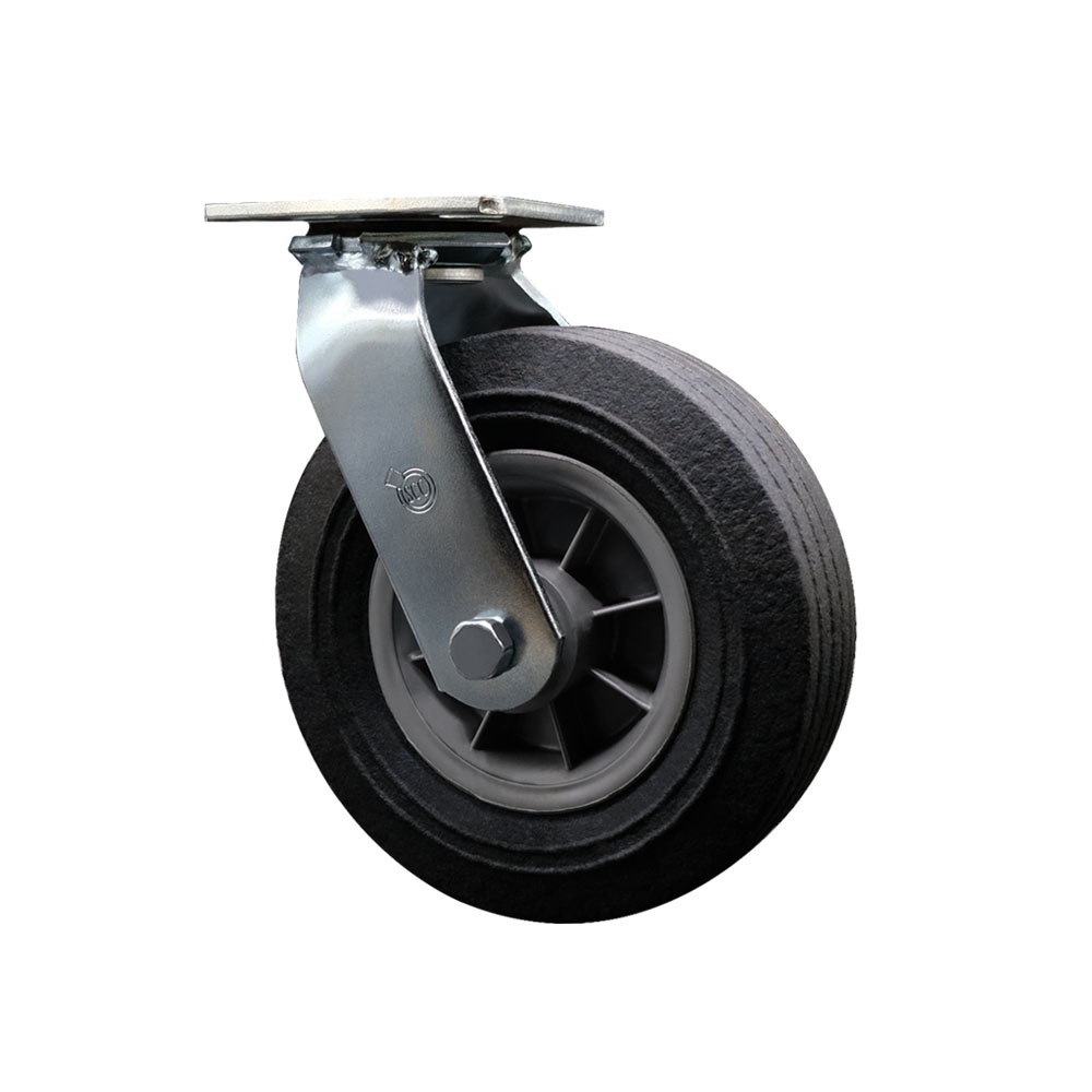 BBQ Smoker Grill Flat Free All Terrain Swivel Caster – 8 Inch Easy Rolling, Maintenance Free Solid Rubber Wheel – No Flat Industrial Grade Caster Wheel – Service Caster Brand — photo 1