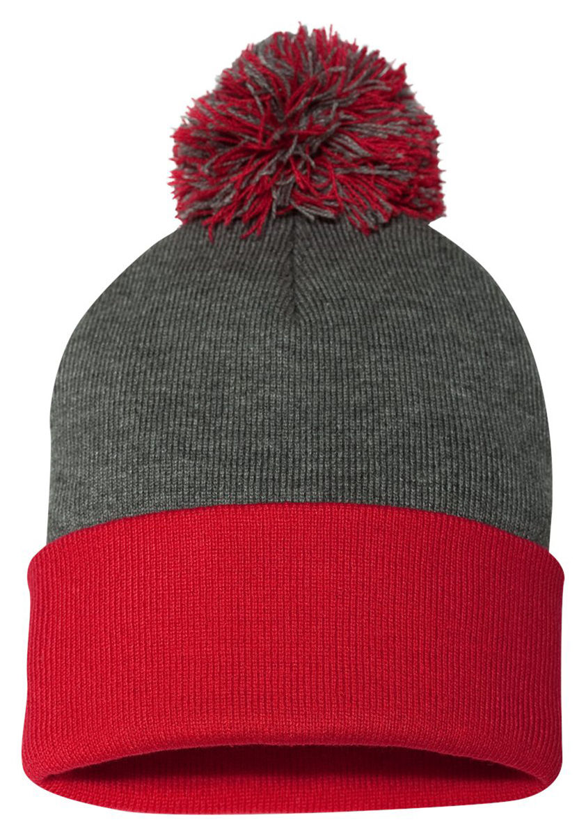Sportsman Pom Pom Knit Cap SP15 12" Beanie Winter Hat Team School