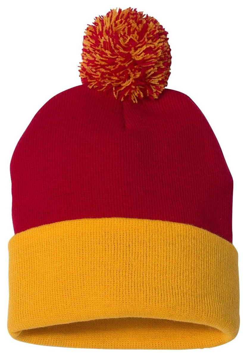 Sportsman Pom Pom Knit Cap SP15 12" Beanie Winter Hat Team School