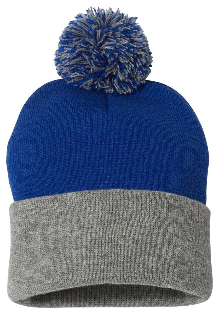 Sportsman Pom Pom Knit Cap SP15 12" Beanie Winter Hat Team School