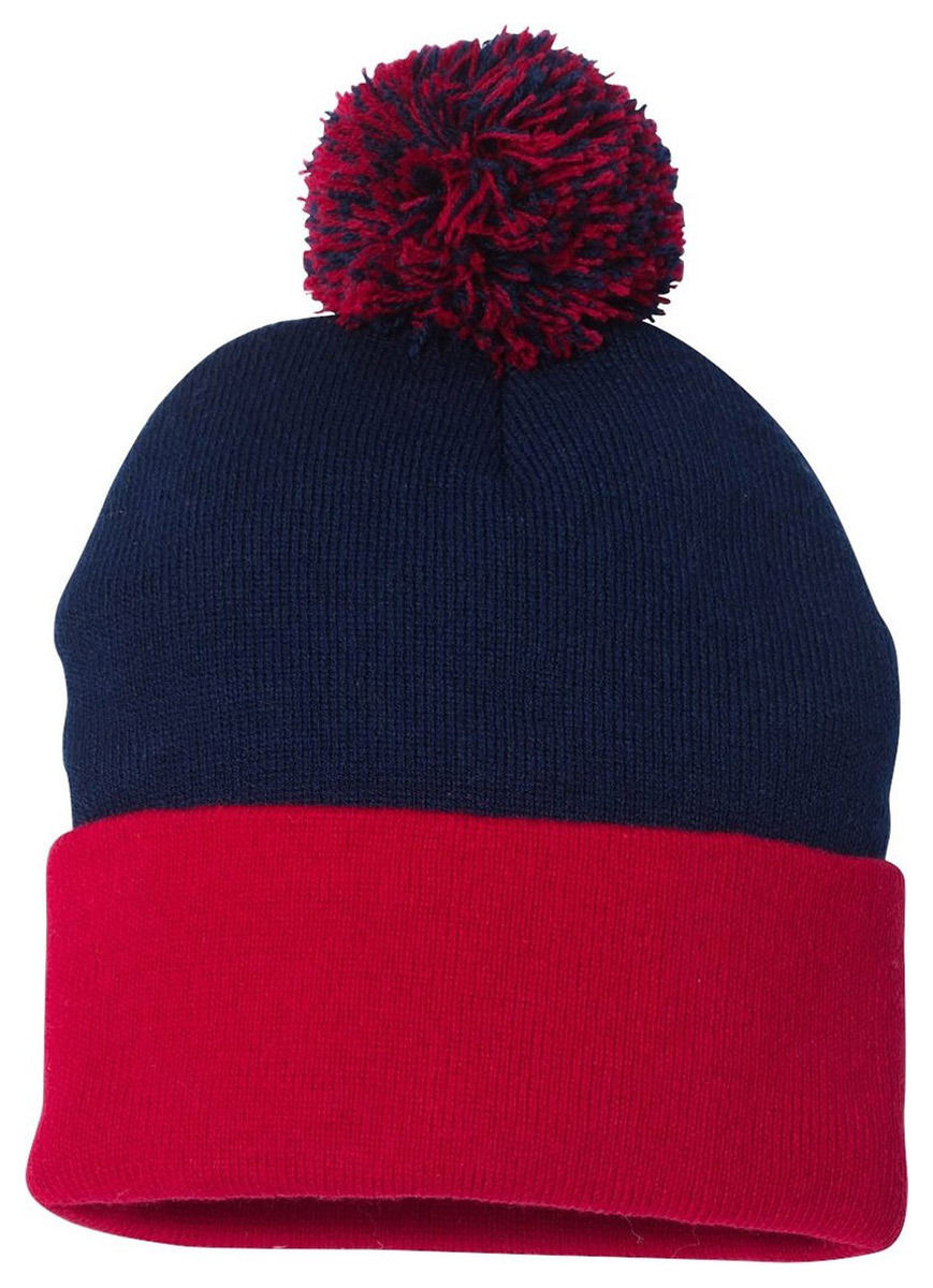 Sportsman Pom Pom Knit Cap SP15 12" Beanie Winter Hat Team School