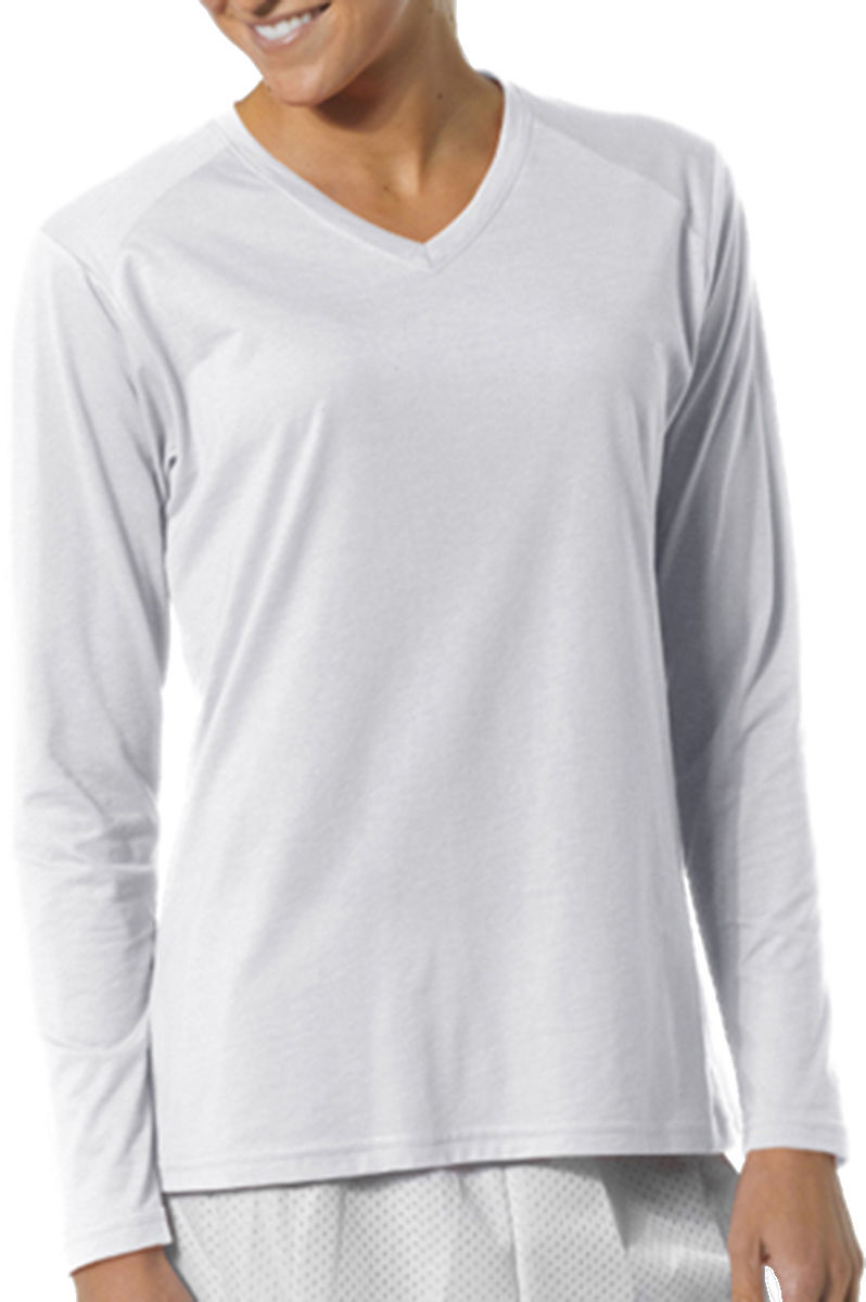 A4 Women's Performance Moisture Wick Long Sleeve Fusion V Neck TShirt