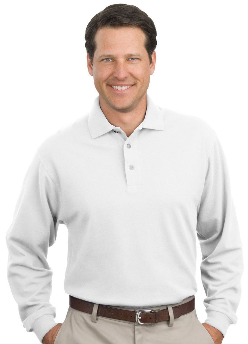 Port Authority Men's Three Button Long Sleeve Cotton Knit Sport Polo
