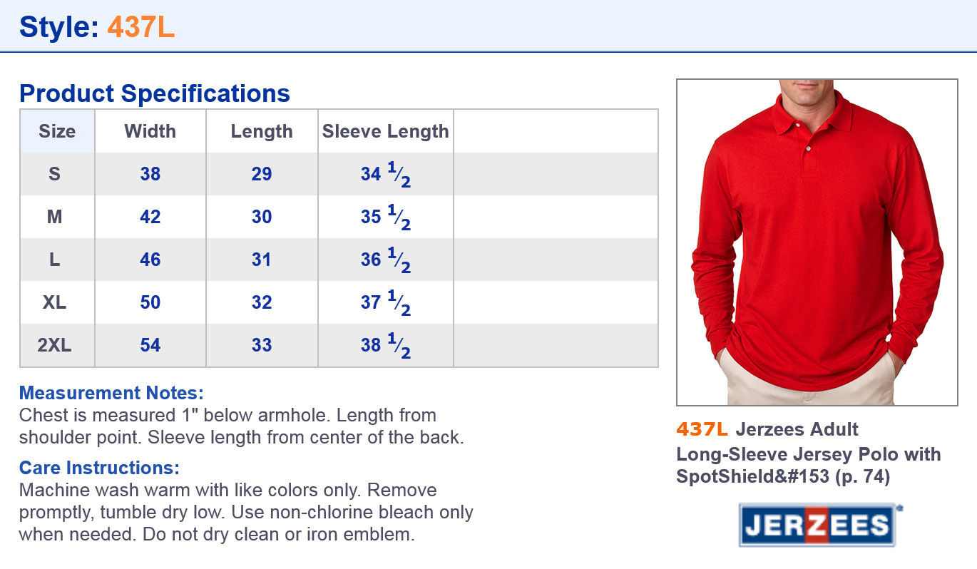 jerzees size guide