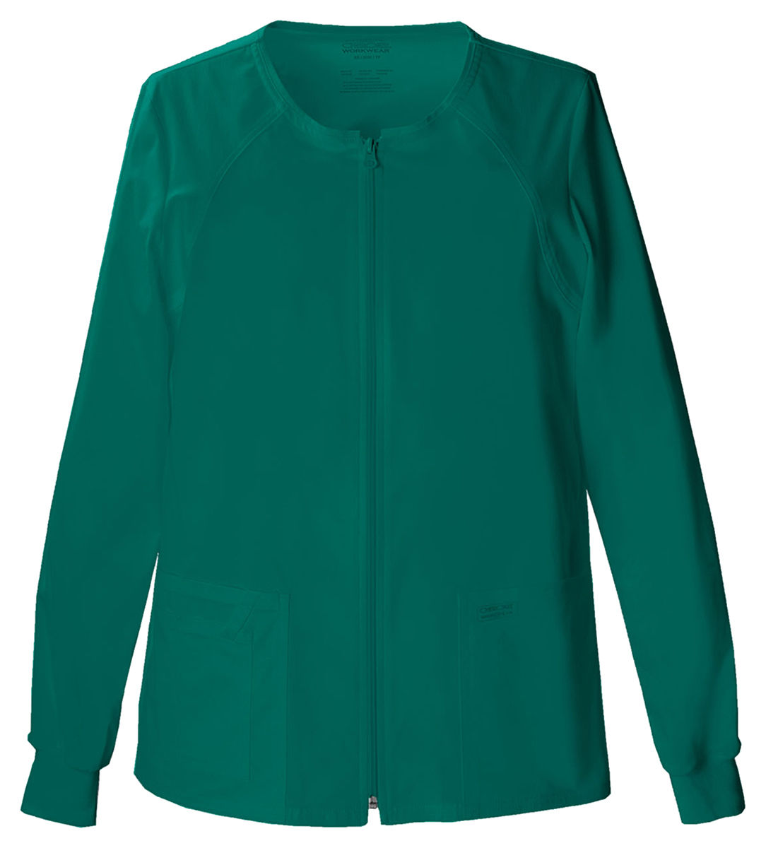 Cherokee Women's Long Sleeve Patch Pocket Zip Front Warm Up Scrub