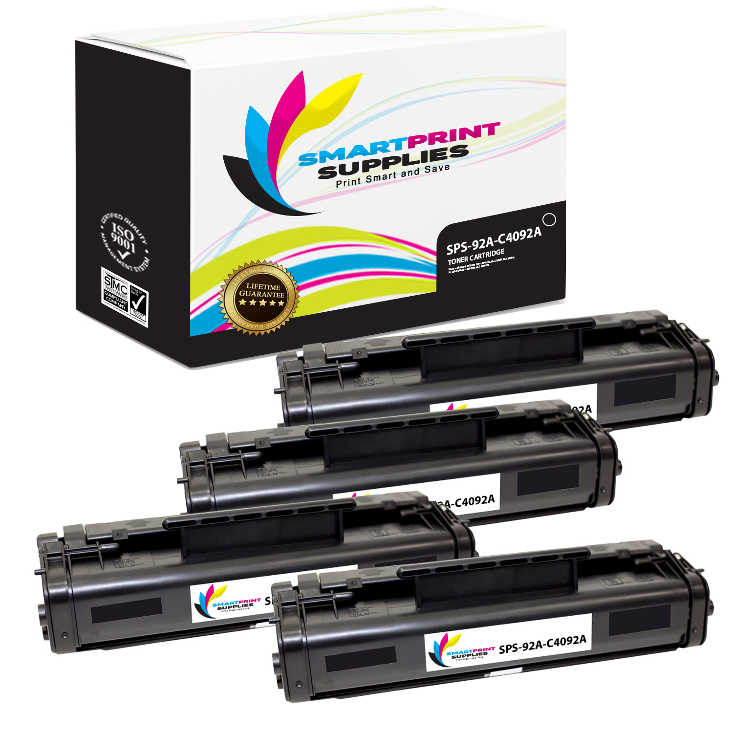 4pk C4092A Blk Laser Printer Toner Cartridge for HP 92A