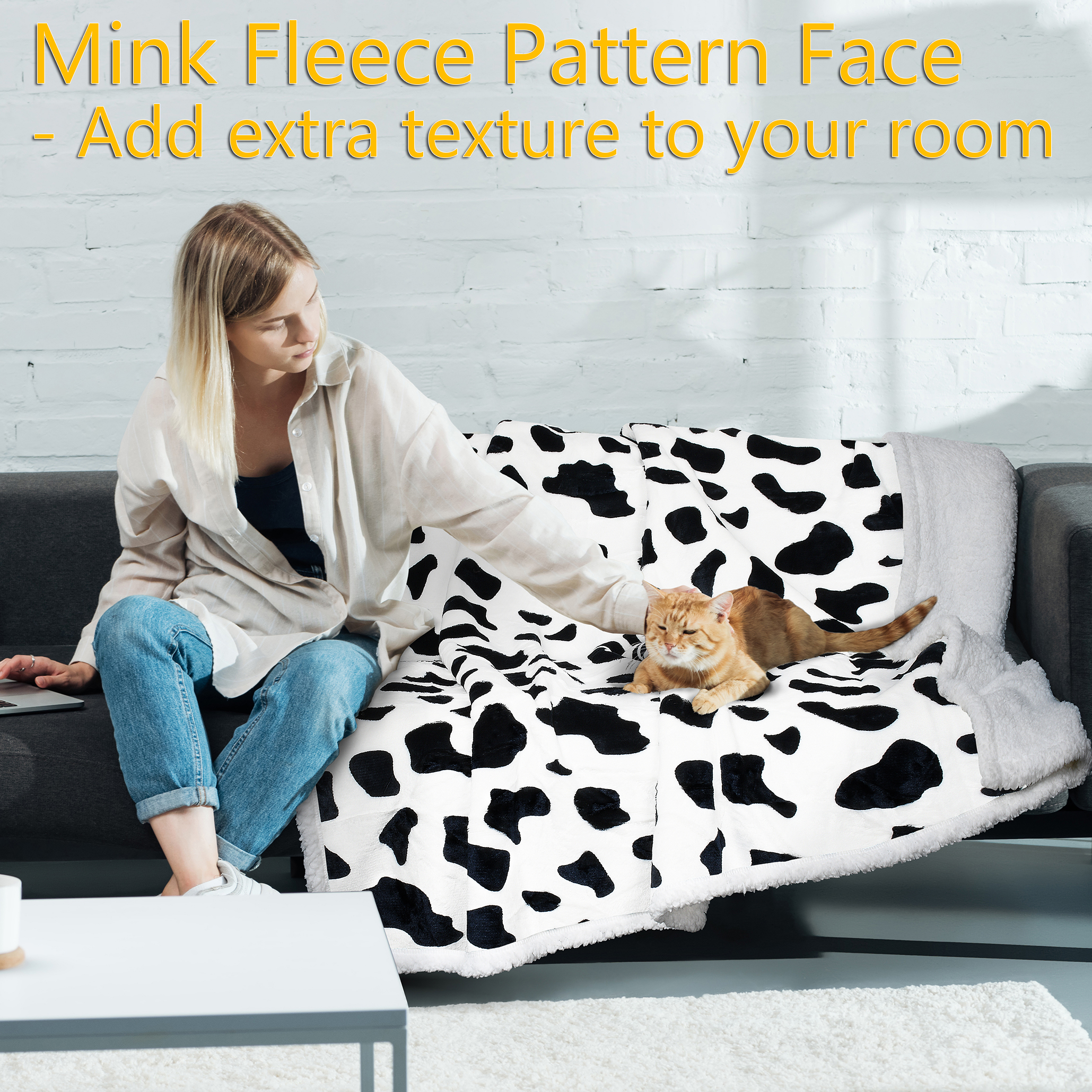 Dalmatian Sherpa Flannel Fleece Blanket Soft Warm Throw Sofa Couch Bed 60x80 in - Picture 1 of 4