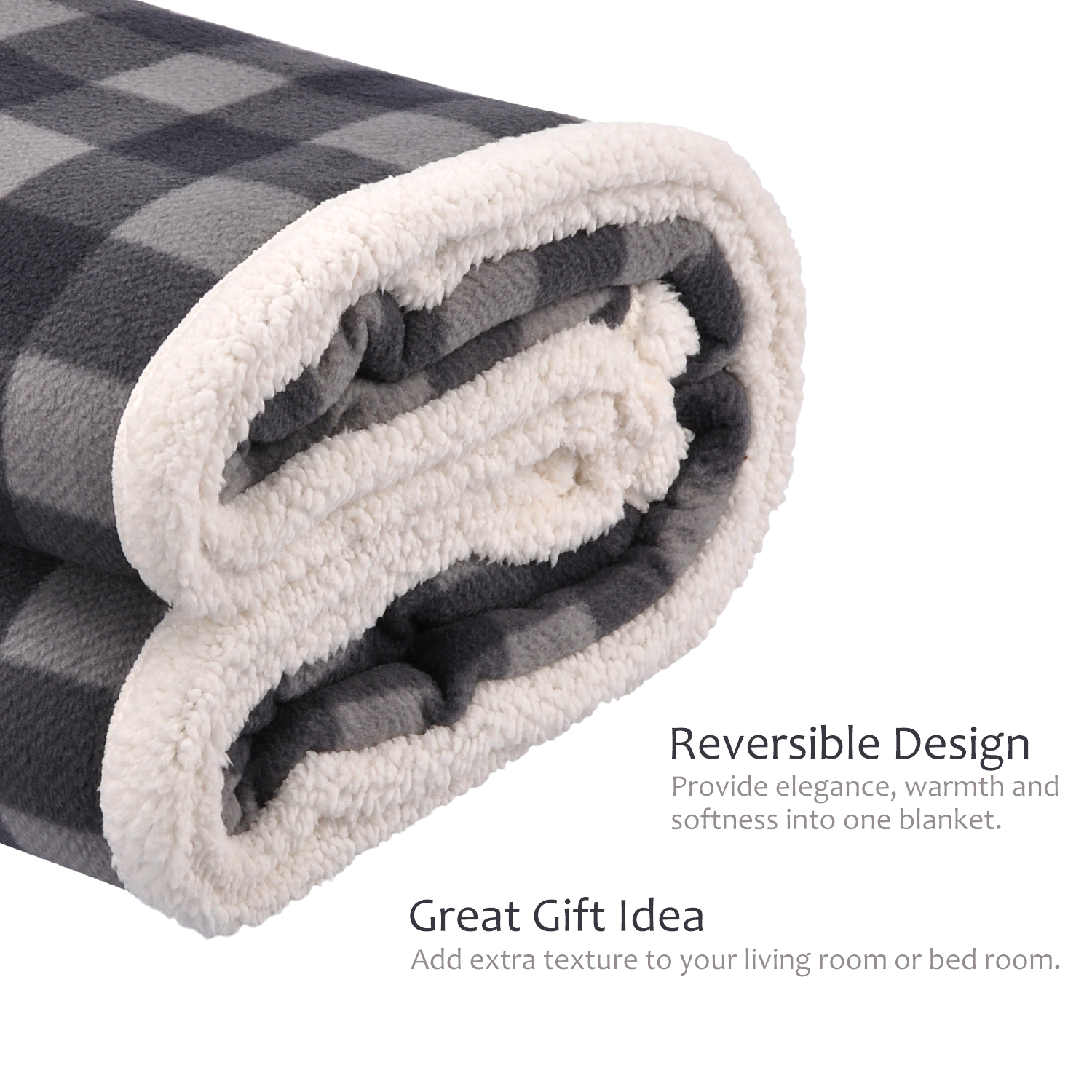 Christmas Blanket Microfiber Fleece Plaid Sherpa Holiday Throw for Couch Sofa - Picture 2 of 7