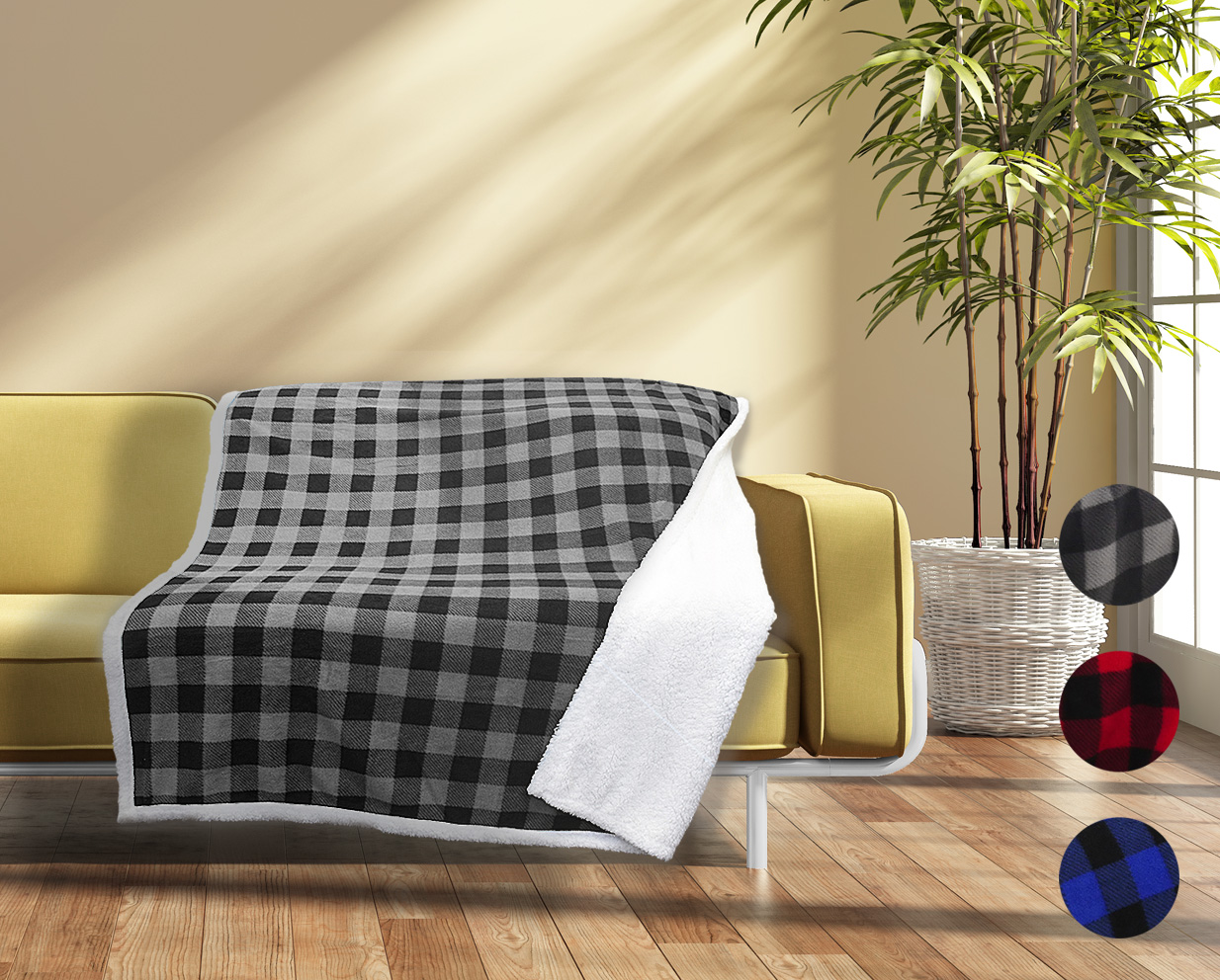 Christmas Blanket Microfiber Fleece Plaid Sherpa Holiday Throw for Couch Sofa - Picture 6 of 7