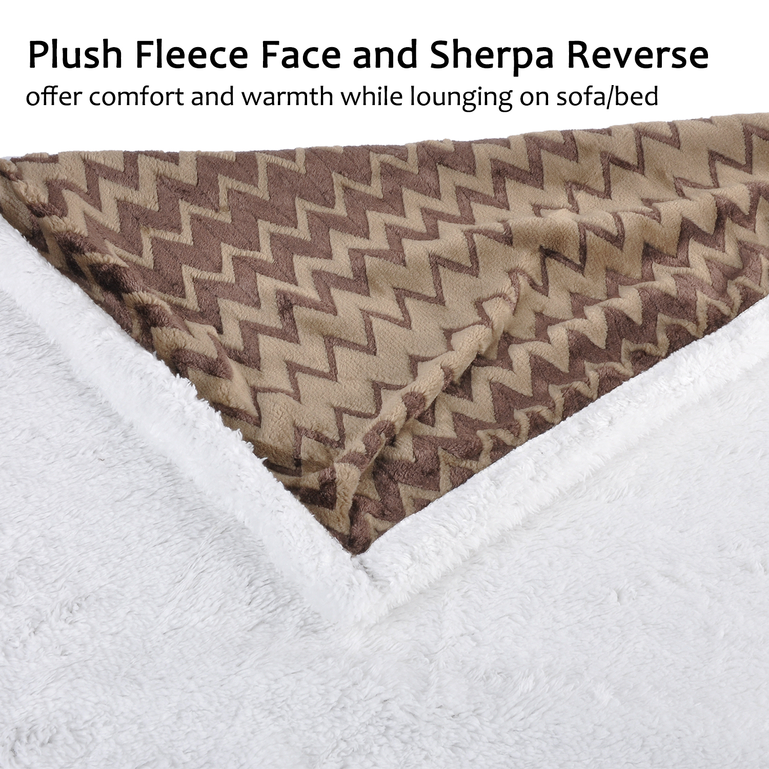 Sherpa Flannel Fleece Blanket Soft Cozy Warm Throw Sofa Couch Bed 50" x 60" - Picture 9 of 12