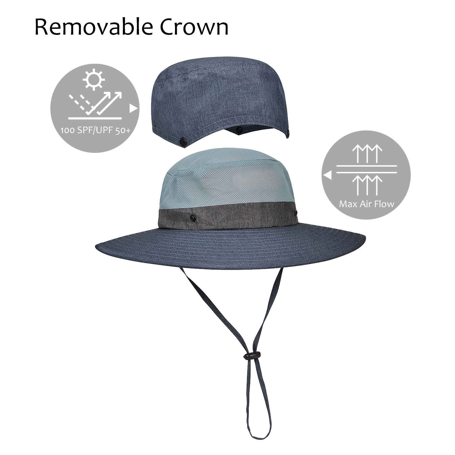 Men Women Wide Brim Sun Hat Breathable Bucket Cap Summer