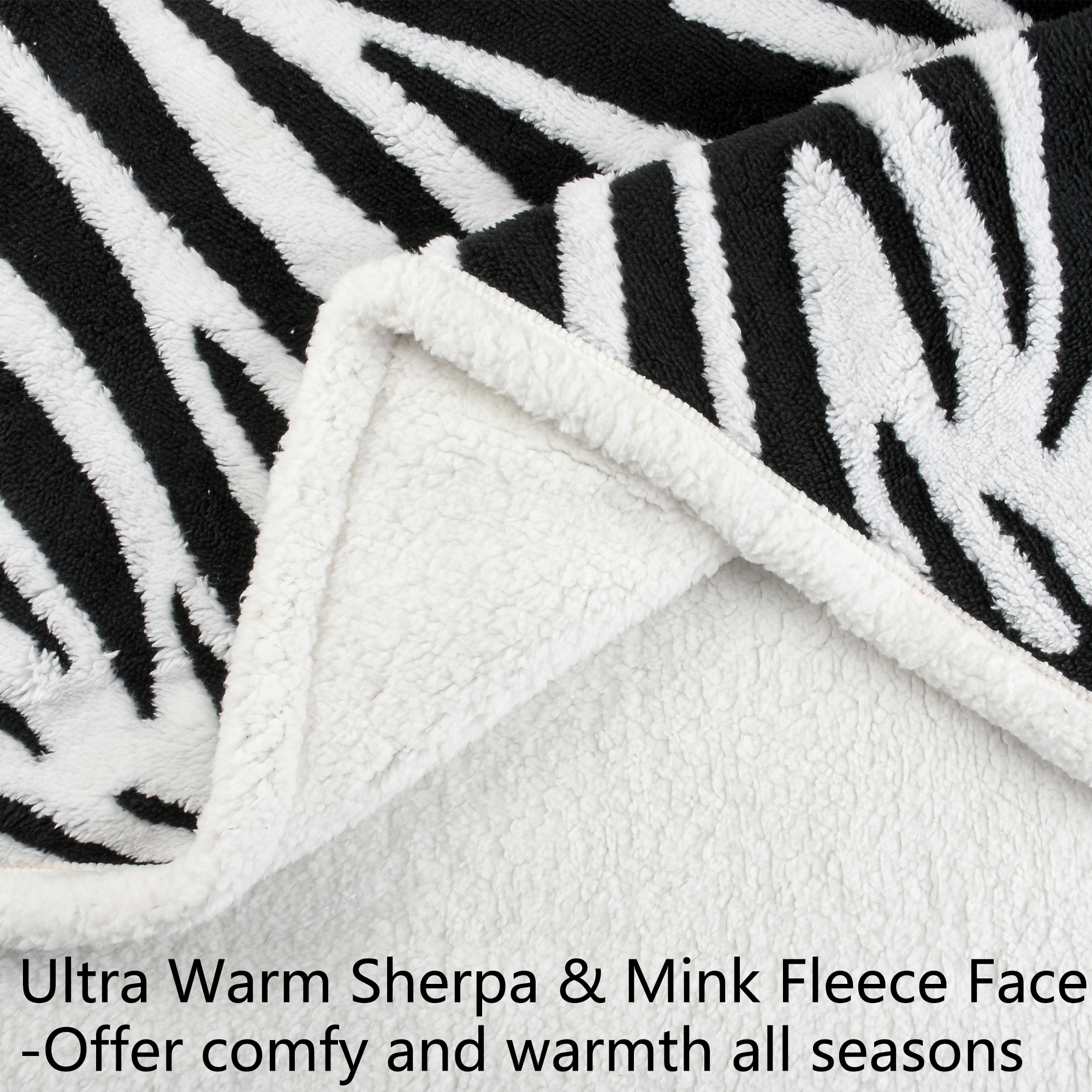 50" x 60" Sherpa Flannel Fleece Blanket Zebra Cozy Warm Throw Sofa Couch Bed - Bild 2 von 5
