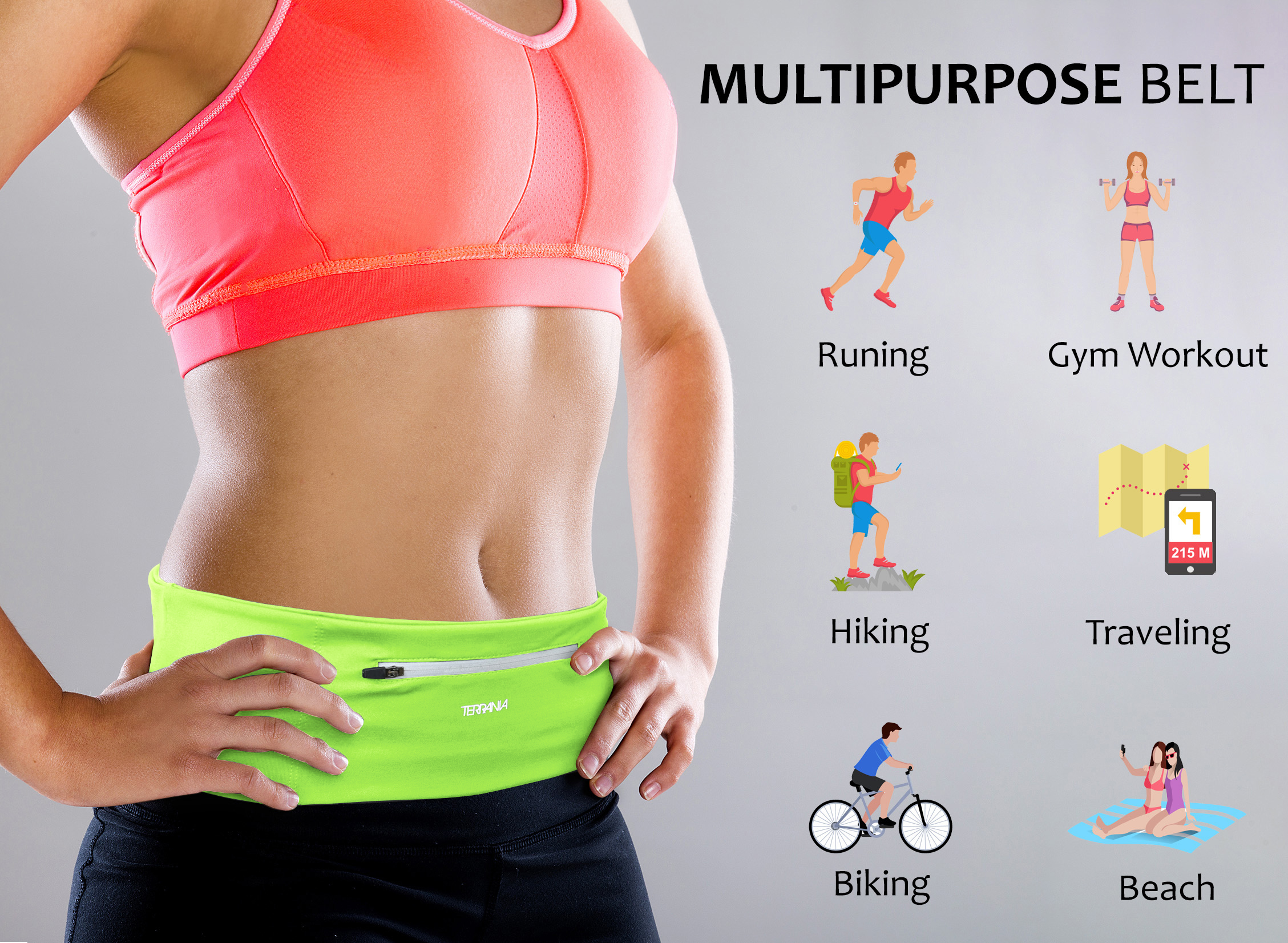 Waterproof Sport Runner Waist Bum Bag Running Jogging Belt Pouch Zip Fanny Pack - Picture 53 of 57