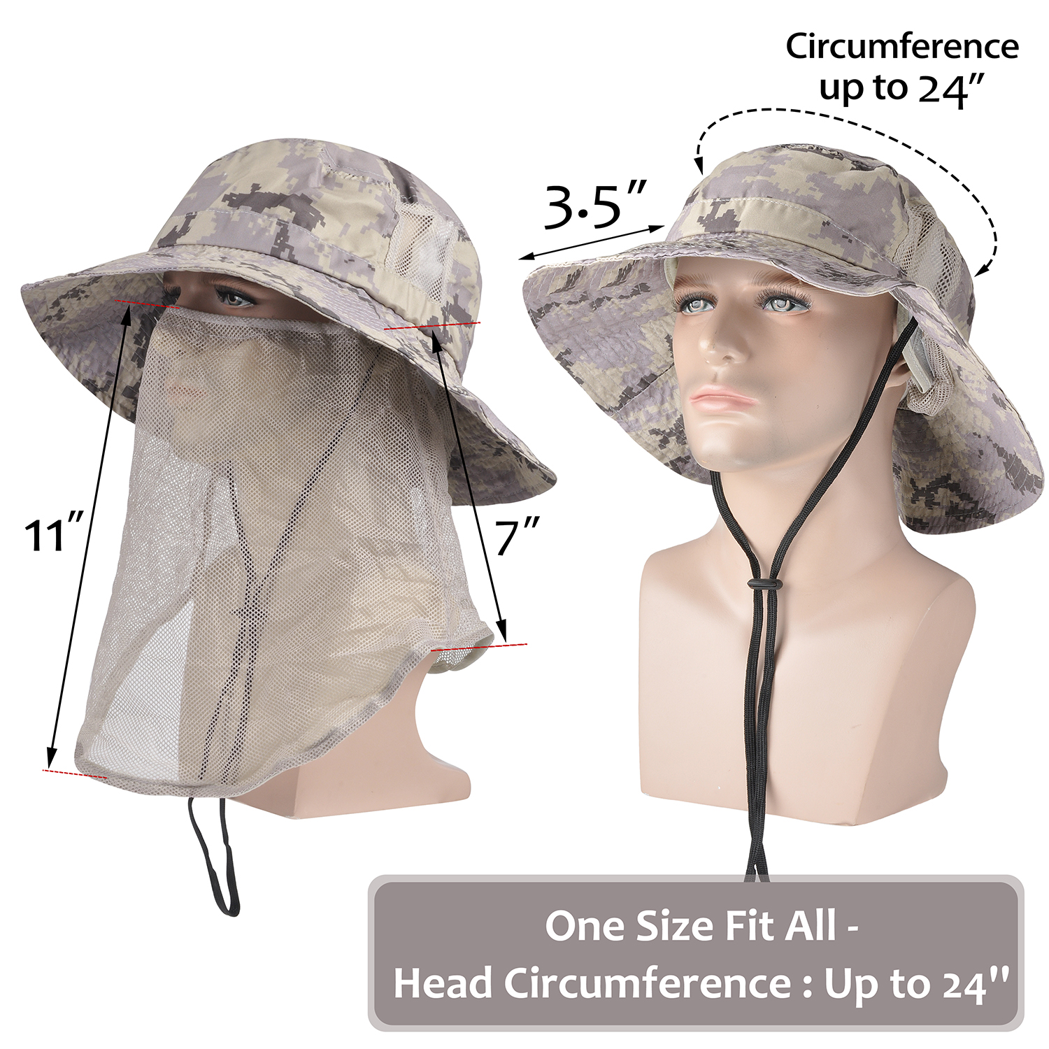 Wide Brim Bucket Cargo Floppy Hat 