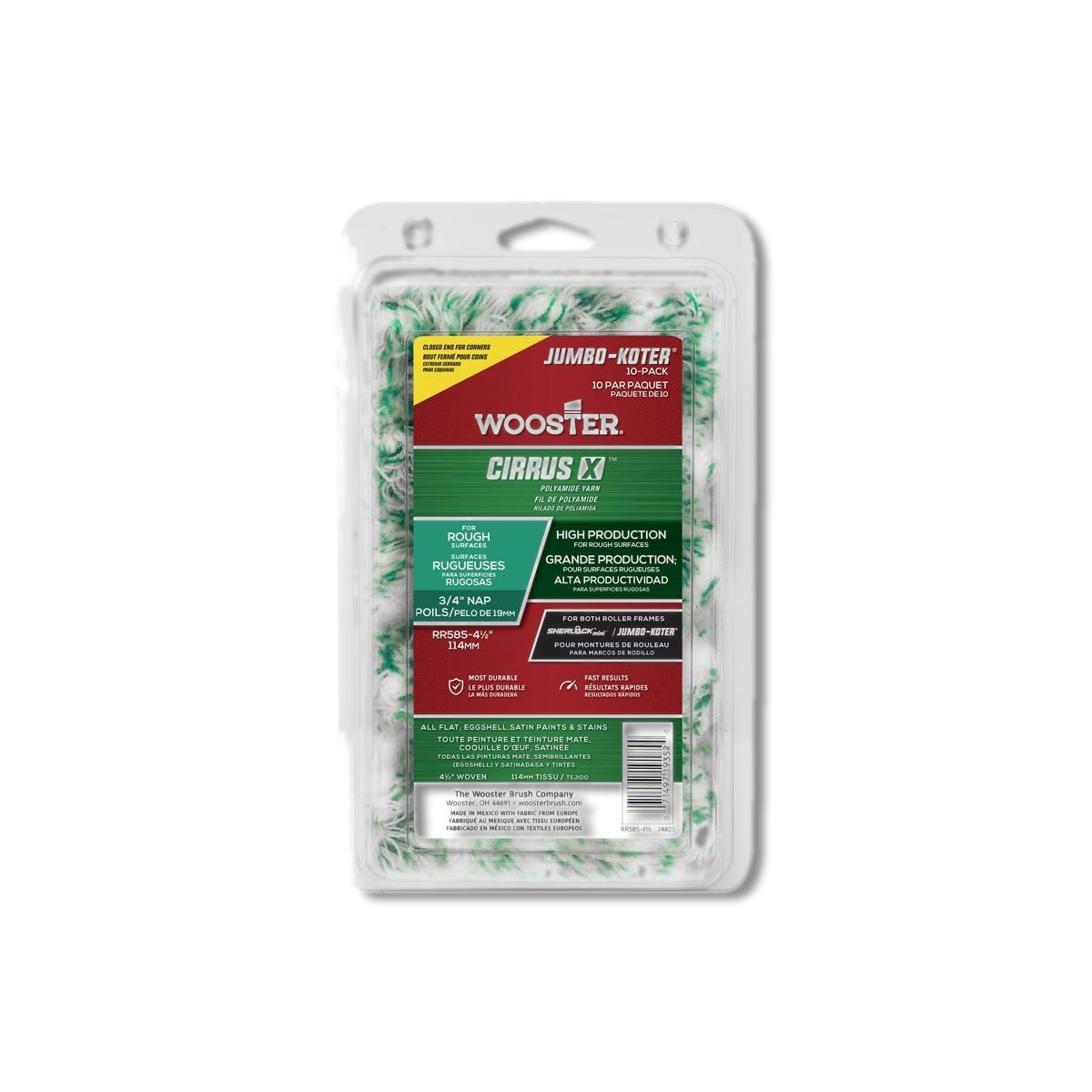 Wooster Cirrus X 4-1/2 in X 3/4 in Jumbo Paint Roller Cover 10 pk RR585-4 1/2
