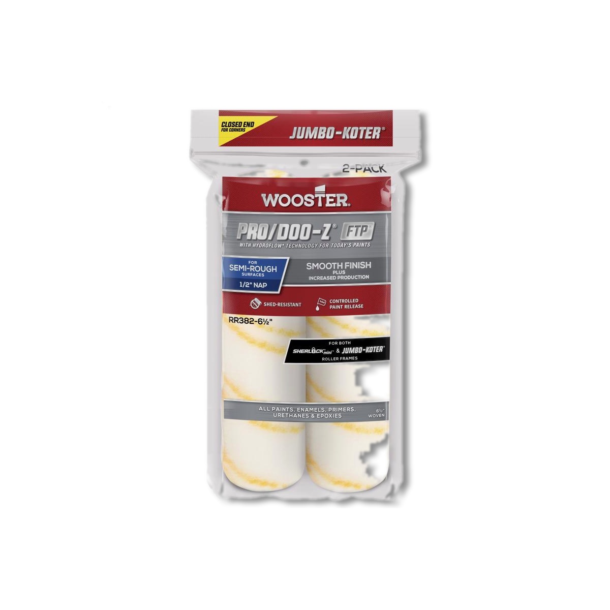 WOOSTER Paint Roller Pro/Doo-Z Woven 6.5 in 1/2 in RR382-6 1/2