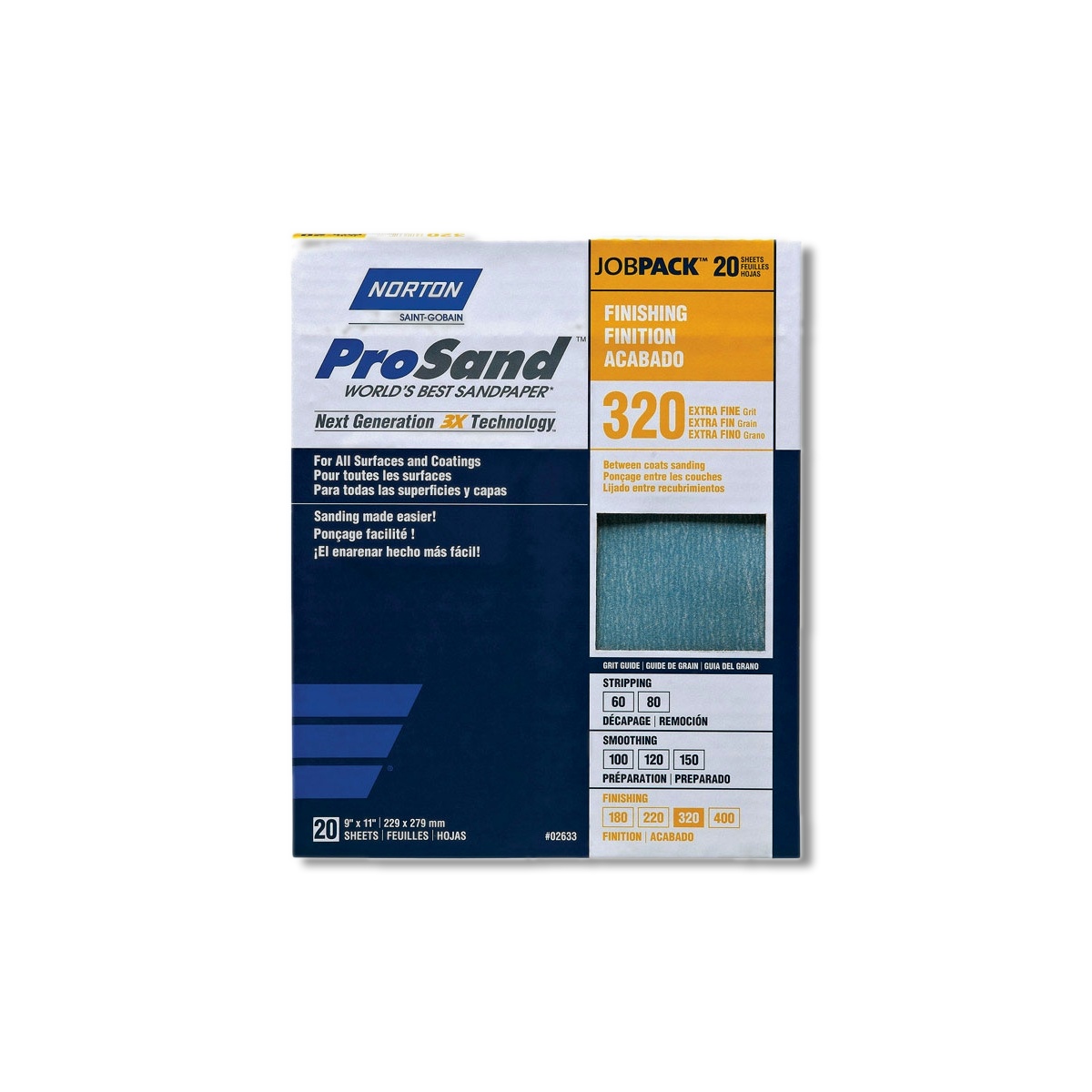Norton ProSand 11 in X 9 in 320 Grit Aluminum Oxide 20 pk 07660768166