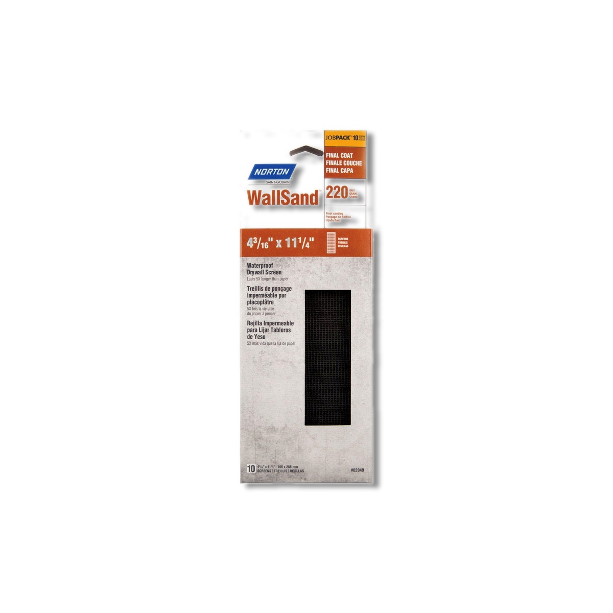Norton WallSand 11-1/4 in X 4-3/16 in 220 Grit Silicon 10 pk 07660721763