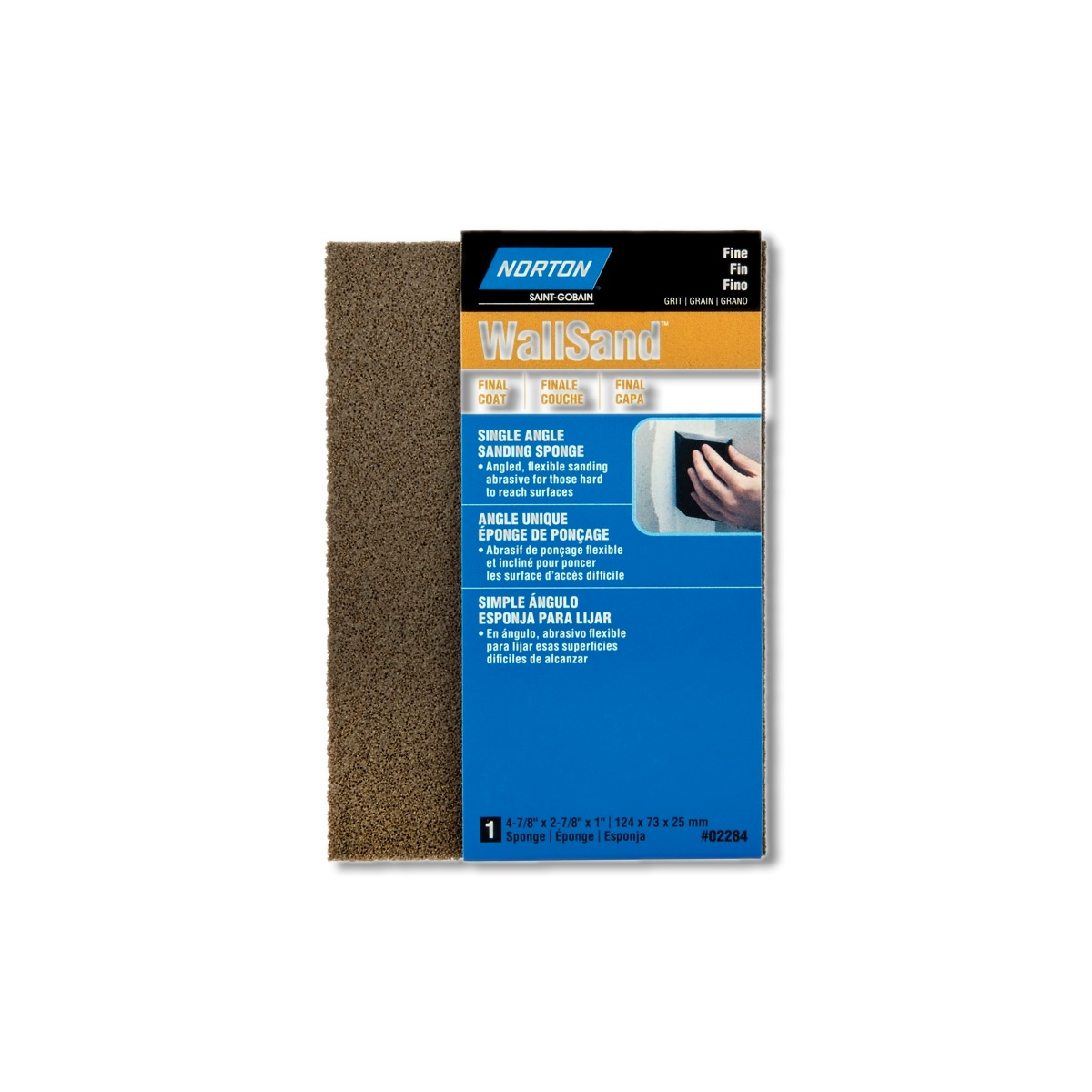 Norton WallSand 4.88 in X 1 in Fine Single Angle Sanding Sponge 07660702284