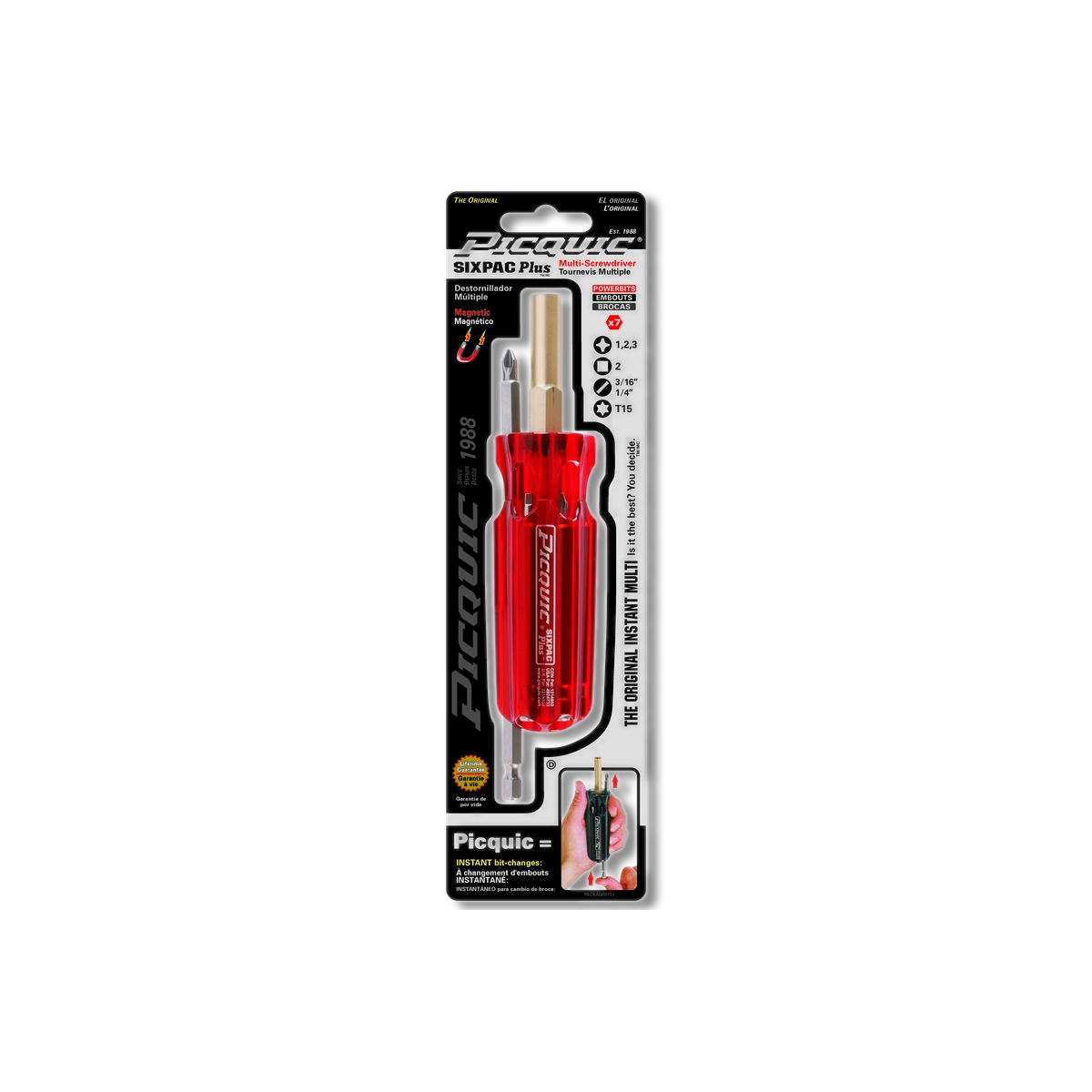 Picquic SIXPAC Plus Multi-Bit Screwdriver 6 in 7 pc 88103