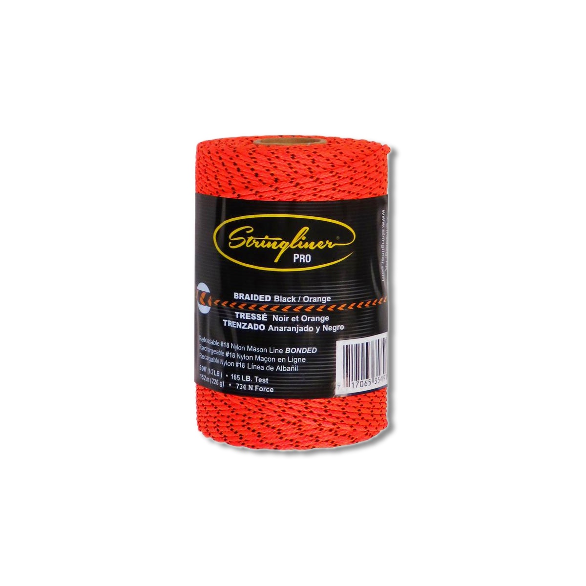 Stringliner PRO Mason's Line 500 ft Black/Orange Bonded Braided Line SL35491AC
