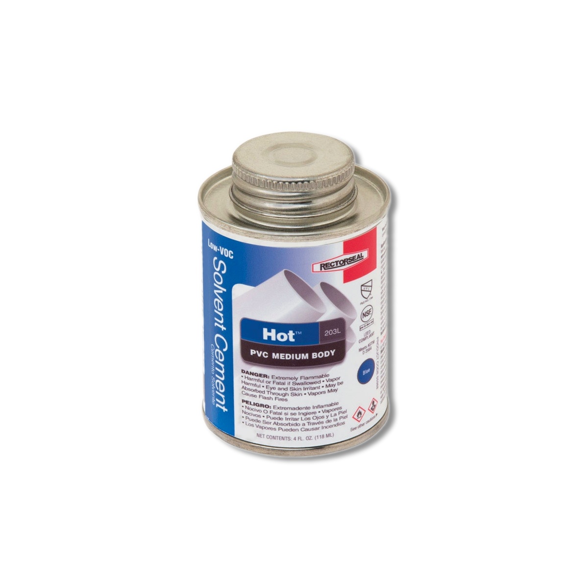 RectorSeal Hot Blue Solvent PVC Cement 4 oz 55988