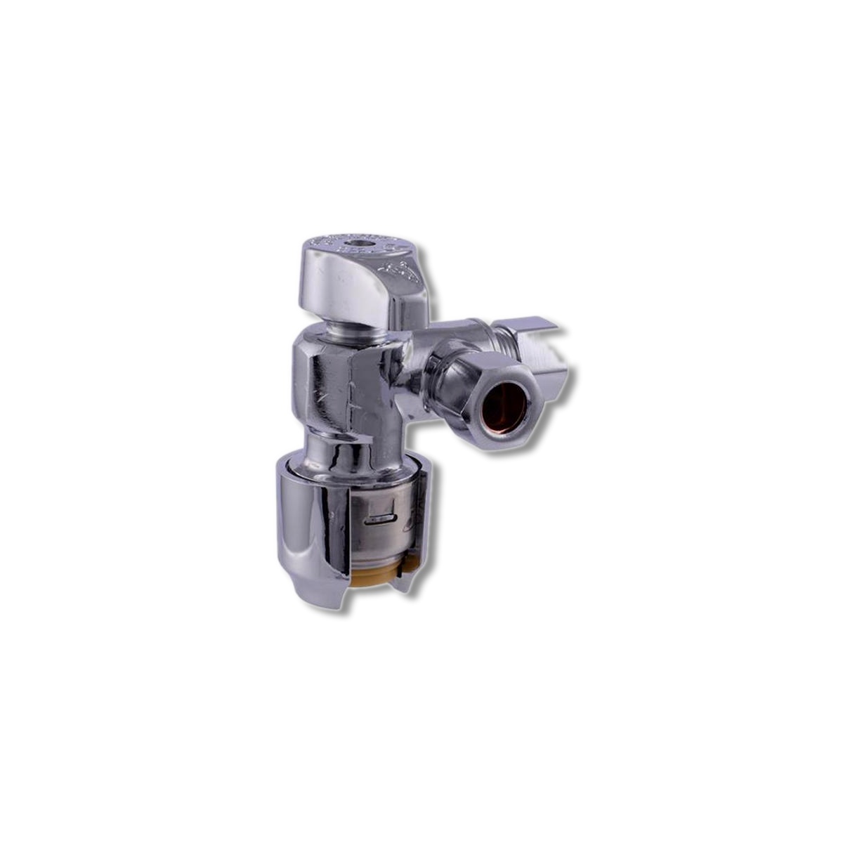 SharkBite 1/2 in PTC X 3/8 in Compression Brass Dual Outlet Angle Stop UR25558
