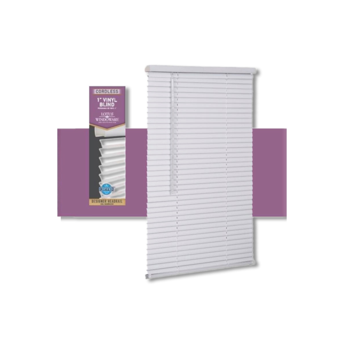 LOTUS Mini-Blinds 1in 25x72in White Cordless Vinyl MAX2572WH